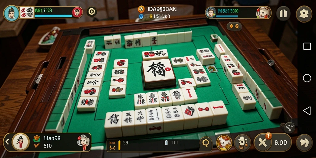 Tampilan gameplay menantang dalam ID098, menangkap suasana Mahjong yang autentik.