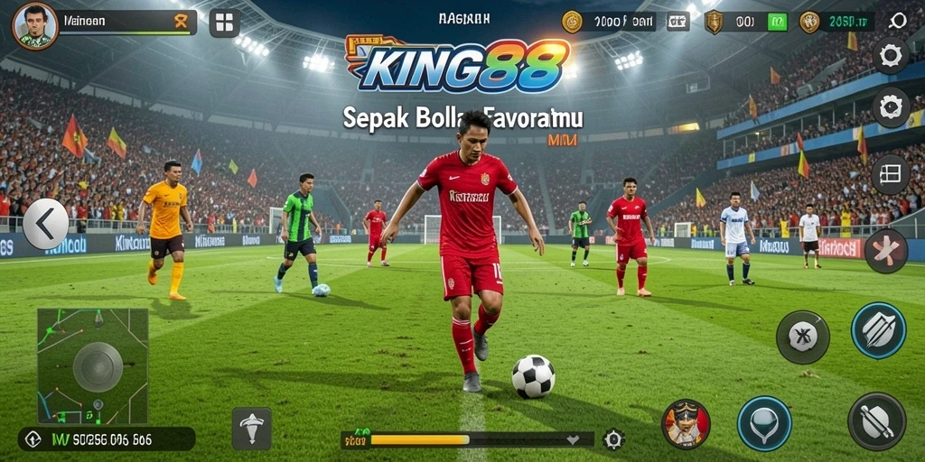 Tangkapan layar KING88 menampilkan aksi sepak bola nyata dan gameplay yang mendebarkan.