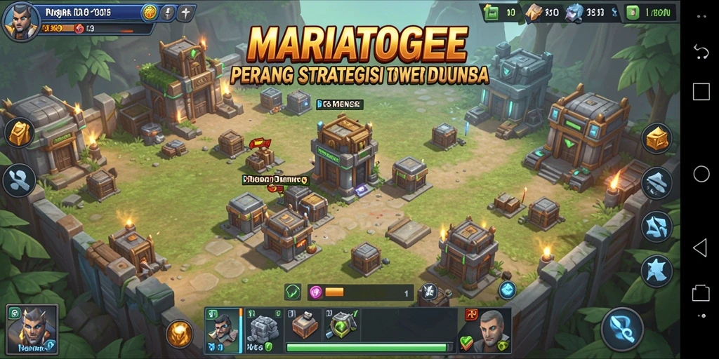 Screenshot gameplay MARIATOGEL menampilkan aksi seru Tower Defense.