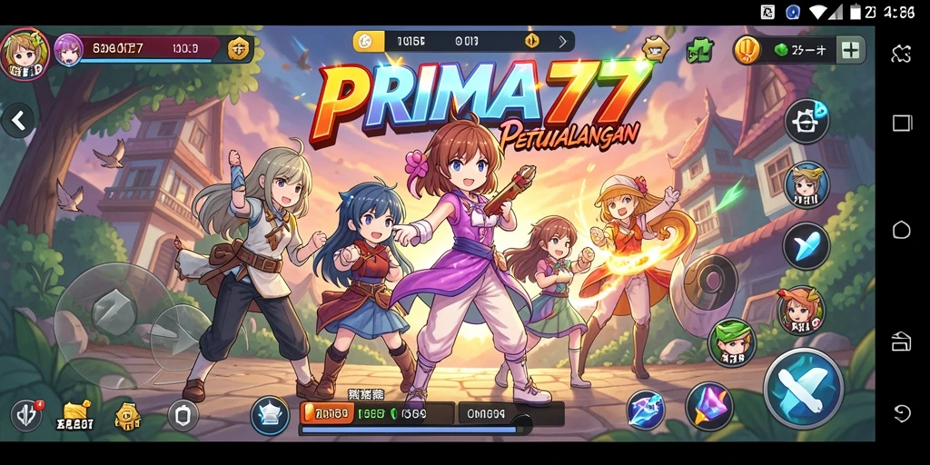 Gameplay seru dan penuh aksi dari PRIMA77 yang menampilkan karakter Anime.
