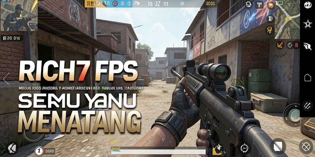 Screenshot RICH7 menampilkan aksi seru dalam permainan FPS.