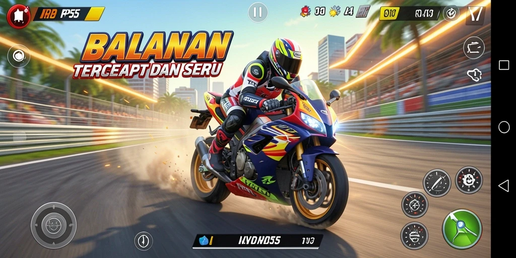 Tampilan menarik dari gameplay balapan motor RP55 yang penuh adrenalin.