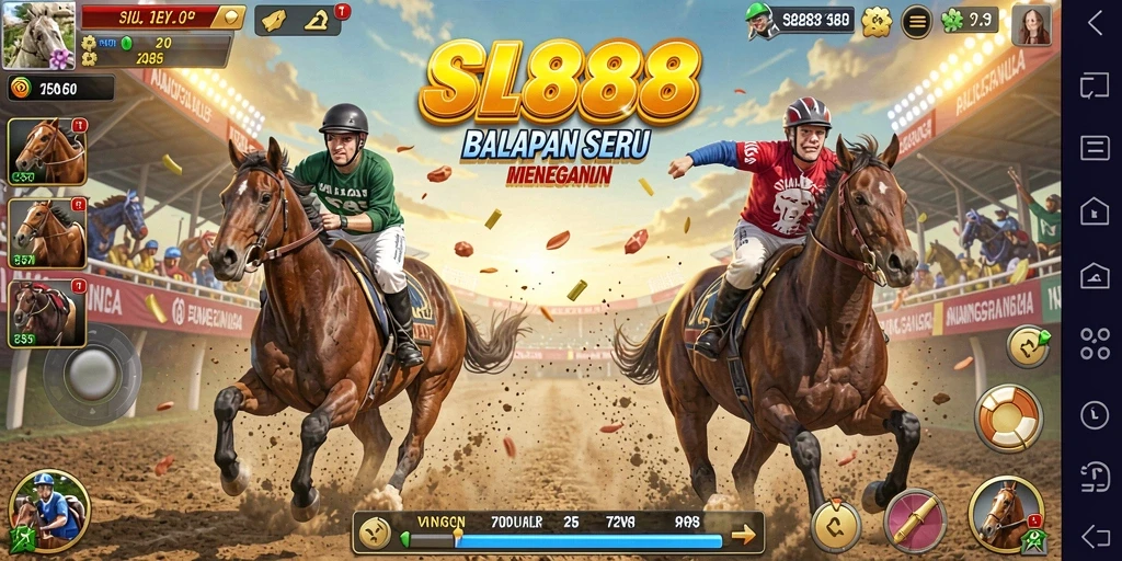 Tangkapan layar gameplay yang menampilkan aksi balapan seru dalam SL888.