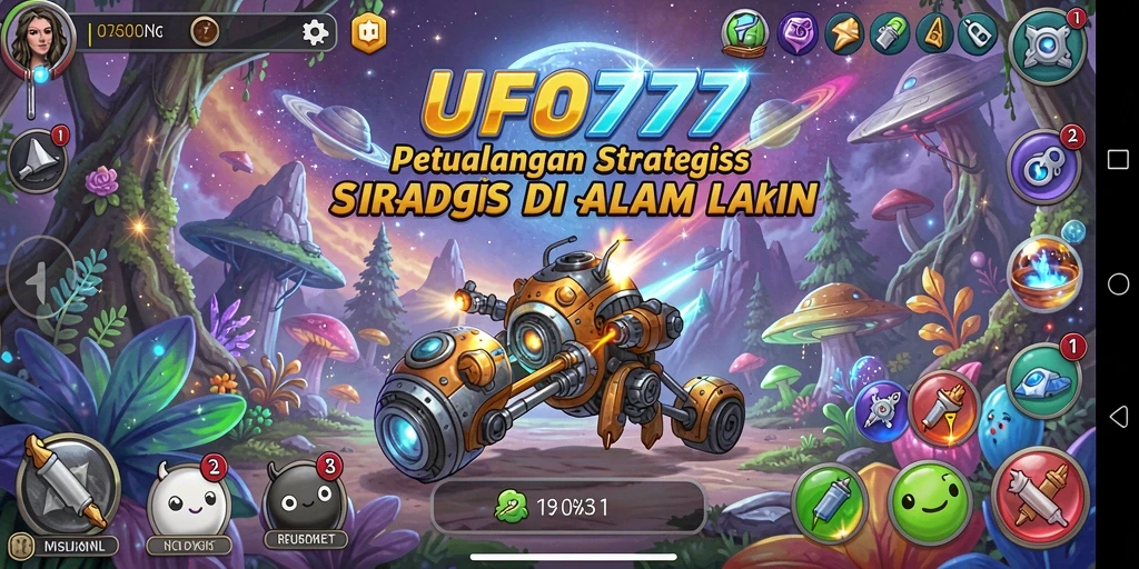 Screenshot gameplay UFO777 menampilkan pertempuran luar angkasa yang epik.